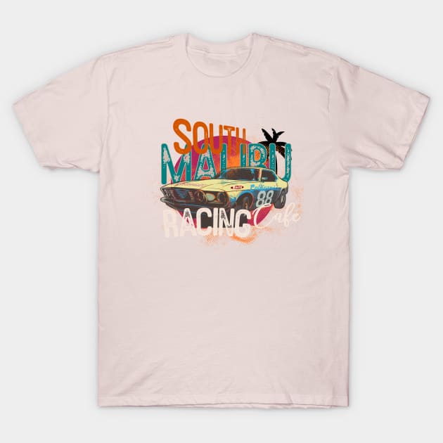 South Malibu Racing Cafe muscle car beach california T-Shirt by SpaceWiz95